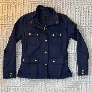 J. Crew Women's Dark Blue Utility Jacket with Gold Buttons